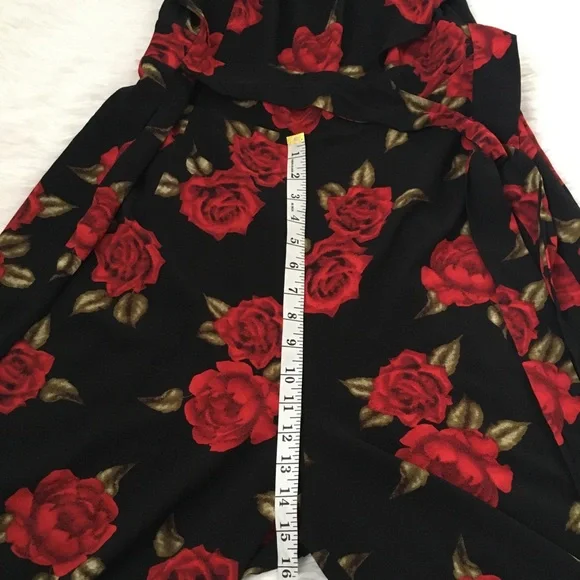 City Chic Jumpsuit Red Rose Black Plus Size 14 wide leg pockets